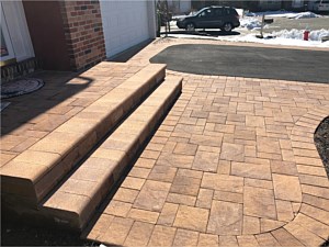 nicolock golden brown stone ridge walkway landing walk steps verona wall round asphalt driveway